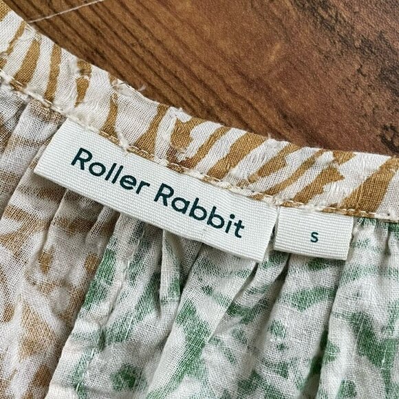 Roller Rabbit Womens Aegean Abstract Blouse Anthropologie Sz S Boho Floral Top - Picture 8 of 8
